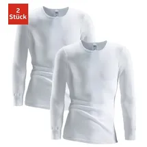 CLIPPER Unterhemd (2-St) schlichtes Basic, Unterziehshirt - in Doppelripp, Langarmshirt weiß 4