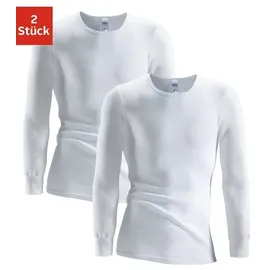 CLIPPER Unterhemd (2-St) schlichtes Basic, Unterziehshirt - in Doppelripp, Langarmshirt weiß 4