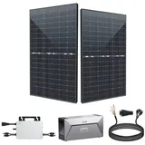 EPP.Solar Balkonkraftwerk 1000W Balkonkraftwerk 800W komplett Steckdose Bifazial Solaranlage, 1000,00 W, Monokristallin, (1000W Balkonkraftwerk mit Speicher von Anker SOLIX Solarbank E1600 Solarspeicher, 11-St., Hoymiles 800W Wechselrichter Drosselbar von 800W auf 600W), Wifi funktion plus Anker 1600 Solarspeicher Plug & Play schwarz