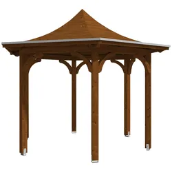 Holzpavillon SKANHOLZ "Versailles", braun (nussbaum), B/H/T: 360cm x 332cm x 418cm, Pavillons, BxTxH: 418x360x332 cm, inkl. Aufschraubstutzen