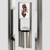 Proregal Robuster Standabfallsammler mit Schutzdach Werbefläche | 50 Liter, HxBxT 180x48x35cm | Edelstahl