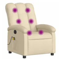 vidaXL Massagesessel Creme Stoff 93 x 101 x 93 cm Beige mit Fernbedienung