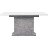 Forte Esstisch ausziehbar, Holzwerkstoff, Betonoptik Lichtgrau / Weiß, 90 x 160 x 76,6 cm