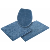 Home Affaire Badematte »Maren«, Höhe 15 mm, rutschhemmend beschichtet, fußbodenheizungsgeeignet, Bio-Baumwolle, Badteppich, Badematten auch als 3 teiliges Set, blau
