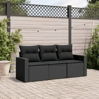 Festnight Gartensofa mit Stauraum Rattan Sofa 3 Sitzer Lounge Sofa Outdoor Sitzecke Balkon Sofa Rattansofa Balkon Lounge Klein Couch Gartenlounge Polyrattan Balkonmöbel Gartenmöbel