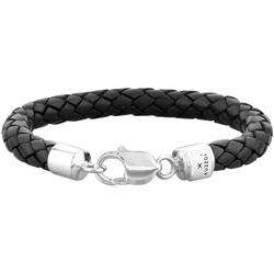 KUZZOI Herren Echtleder Geflochten Karabiner 925 Silber Herrenschmuck   