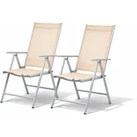 Mojawo Garten Klappstuhl 54 x 64 x 106 cm silbergrau/beige 2 St.