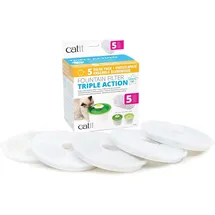 Catit Triple Action Filter, 3fach wirksamer Ersatzfilter, Trinkbrunnenfilter, 5er Pack