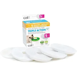 Catit Triple Action Filter, 3fach wirksamer Ersatzfilter, Trinkbrunnenfilter, 5er Pack
