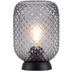 Tischlampe Nachttischlampe Leselampe Rauchglas Retro Wohnzimmerlampe H 22,5 cm