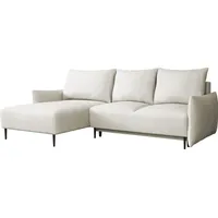 Mirjan24 Ecksofa Santi L, Eckcouch mit Bettkasten und Schlaffunktion, Schwarz Metallfüße, Aufklappmechanismus (Farbe: Velo 621) - Beige