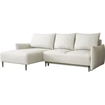 Mirjan24 Ecksofa Santi L, Eckcouch mit Bettkasten und Schlaffunktion, Schwarz Metallfüße, Aufklappmechanismus (Farbe: Velo 621) - Beige