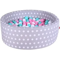 Knorrtoys Bällebad soft grey white dots inkl. 300 Bälle rose/creme/lightblue