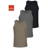 H.I.S. H.I.S Tanktop »Unterhemd für Herren«, (Packung, 3 tlg.), mit Rundhals aus Baumwolle H.I.S olivgrün, schwarz, dunkelgrau