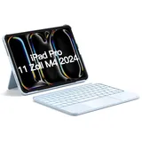 Inateck Hülle mit Tastatur für iPad Pro 11 2024, ACE Touch Ultraleichte Tastatur Abnehmbar, mit Touchpad,Hoch-/Querformat Ständer, QWERTZ, KB04122