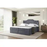 altdecor Boxspringbett mit H4 Matratze und Topper - 180 x 200 cm - VILA-1 - Dunkelgrau Samt - Polsterbett mit Bettkasten und Lattenrost, Bett mit S... - Dunkelgrau