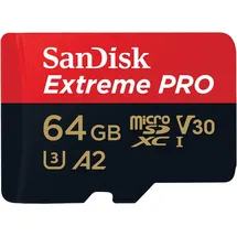 SanDisk Extreme Pro microSDXC UHS-I U3 V30 A2 64 GB +  SD-Adapter + RescuePRO Deluxe