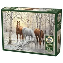 Brainbox Puzzle COBBLE HILL PUZZLES - Pferde im Winterwald 1000 Teile, 1000 Puzzleteile
