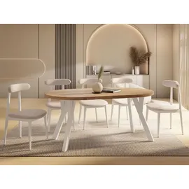 WFL GROUP Runder Ausziehtisch 80-160 x 77 cm braun