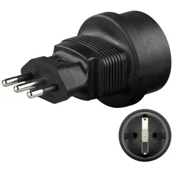 Goobay Netzadapter Italien, Schwarz - Schutzkontaktbuchse (Typ F, CEE 7/3) > Italien-Stecker (Typ L, CEI 23-16-VII)