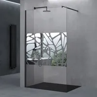 doporro Duschwand für Dusche Duschabtrennung 140x200cm Schwarz Walk-In Dusche 10mm ESG-Sicherheitsglas Eisschollen inkl. NANO Bremen02BL