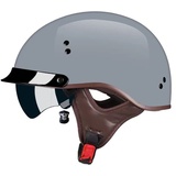 Smilfree Halbschalenhelm mit ECE-Zulassung Motorradhelm für Damen und Herren Erwachsene Rollerhelm Cruiser Chopper Skateboardhelm Motorradhalbhelm mit Visier