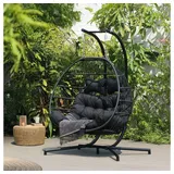 Home Deluxe Hängesessel LOMA – 2 Sitzer Schwarz| Hängekorb, Hängestuhl, Gartenmöbel, Gartenschaukel