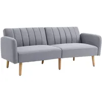 Homcom Schlafsofa, 2-Sitzer Sofa mit Schlaffunktion, Verstellbare Rückenlehne, Dick Gepolsterte Couch, Armlehne, Schlafcouch mit Holzbeine für