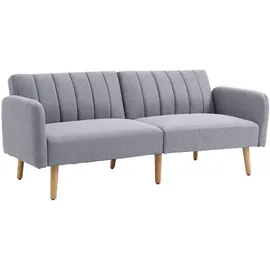 Homcom Schlafsofa, 2-Sitzer Sofa mit Schlaffunktion, Verstellbare Rückenlehne, Dick Gepolsterte Couch, Armlehne, Schlafcouch mit Holzbeine für