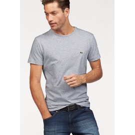 Lacoste T-Shirt mit Rundhalsausschnitt und Label-Stitching, Silber Melange, XL