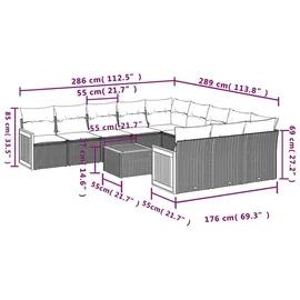 vidaXL Gartensofa-Set 12-tlg. schwarz