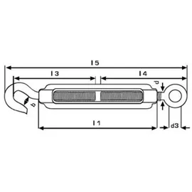 monheimer ketten- u. metallwarenindustrie PÖSAMO Spannschloss Hak/Öse (SB) A4 M5 x 70mm a 1 Stk