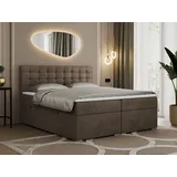 MKS Meble Boxspringbett 180x200 mit Bettkasten, Bett 180x200 mit Matratze und Topper - SUSAN - 180x200 - Braun Velvet - H4 - Braun