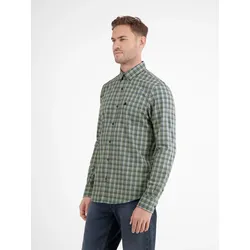 Karohemd LERROS "LERROS Kariertes Herrenhemd mit Button-down-Kragen", Herren, Gr. S, Normalgrößen, grün (sage grün), 100% Baumwolle, Langarm, Hemden