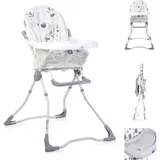 Lorelli Kinderhochstuhl Marcel, klappbar, Bechervertiefung, abwaschbarer Stoff weiß