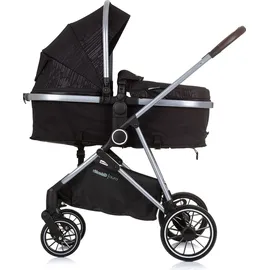 Chipolino Kinderwagen Aura 2 in 1 umbaubar Wickeltasche Sitz umkehrbar bis 22 kg schwarz