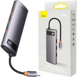 Baseus Metal Gleam 8in1 USB-C zu 3x USB 3.1 + HDMI + USB-C PD + RJ45 + microSD/SD