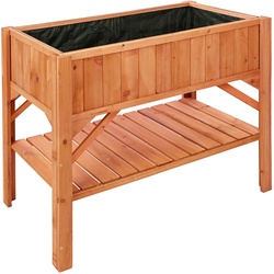 TECTAKE Hochbeet mit Ablage 119x57x90cm - braun