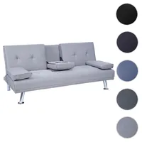 Mendler 3er-Sofa HWC-F60, Couch Schlafsofa Gästebett, Tassenhalter verstellbar 97x166cm