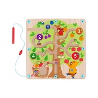 Tooky Toy Holzspielzeug Labyrinth-Baum TH687, bunte Magnetkugeln, Magnetstab bunt