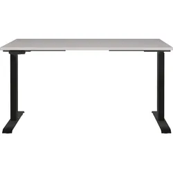 Schreibtisch GERMANIA "Lemont", braun (kaschmir, schwarz, kaschmir), B:140cm H:72cm T:80cm, Tische, Elektrisch höhenverstellbarer Schreibtisch