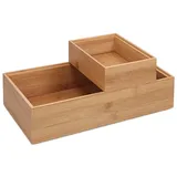 Navaris Aufbewahrungsbox aus Bambus 2er Set - 2x Ordnungsbox Holz Box Schachtel Kiste - Einsatz für Schublade - Organisation Aufbewahrung - stapelbar