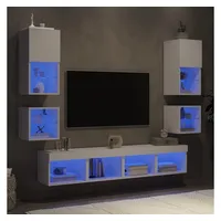 vidaXL TV-Schrank 8-tlg. Wohnwand mit LED-Beleuchtung Weiß Holzwerkstoff (8-St) weiß