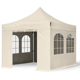 Faltzelt Faltpavillon Professional 3x3 m mit 4 Seitenteilen - ALU Pavillon Partyzelt in Creme