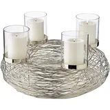 Edzard Adventskranz Rimini mit Kerzengläsern, Edelstahl vernickelt, Durchmesser 36 cm