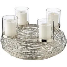 Edzard Adventskranz Rimini mit Kerzengläsern, Edelstahl vernickelt, Durchmesser 36 cm