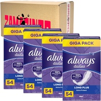 Always dailies | Extra Protect | Long Plus | Slipeinlagen Damen 54er Giga Pack (Long Plus 54er, 4er Pack)