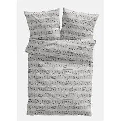 bonprix Bettwäsche mit Musiknoten, beige, 135x200 cm, 100% Baumwolle