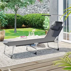 Songmics Sonnenliege 193 x 53 x 29 cm Dunkelgrau