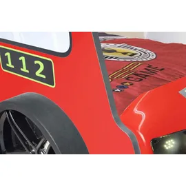 Aileenstore Kinderbett Rio Firetruck 90 x 200 cm Holz massiv rot hochglänzend